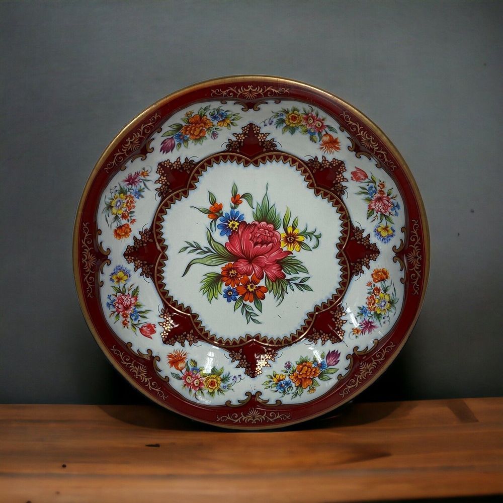 Daher Decorated Ware Metal 10" Bowl Dish Floral Flowers Tin Home Decor - As Is